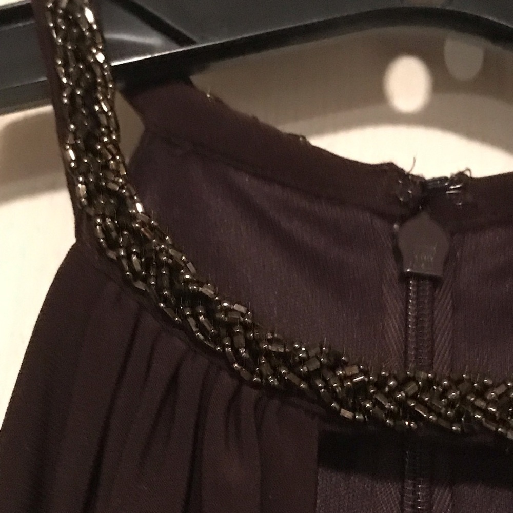 Elegant Beaded Brown Halter Dress Anne Klein size 4